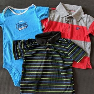 18m lot of boys shirts and onesie